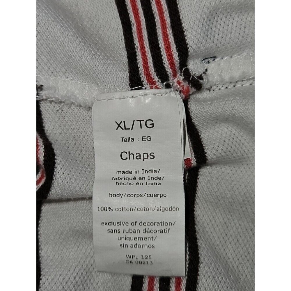 Chaps Men's White Striped Polo Size XL - Picture 4 of 7